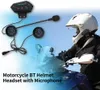 A person wearing a motorcycle helmet and riding a motorcycle, with a motorcycle helmet headset displayed prominently. Produktbild-Vorschau