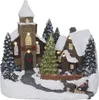 LED-Kirche 'Churchville' - 7 warmweiße LED - H: 18cm - weihnachtliche Dorfszene mit Drehbaum - bunt Podgląd zdjęcia produktu