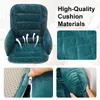 A collage of images showcasing a teal colored chair cushion with various close-ups and a hand interacting with a zipper. Náhled obrázku produktu