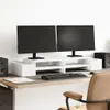 vidaXL Support d'écran avec espace de rangement Blanc Voir les images du produit 2