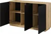 Buffet Raven mit 3 Türen, Mattschwarz und Holzoptik, 121cm Produktbild-Vorschau 9