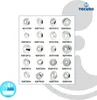 A collage of various circular metal plumbing fittings with part numbers underneath each item. Produktbild-Vorschau