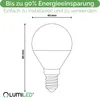 A diagram showing the dimensions of an LED light bulb. Produktbild-Vorschau