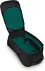 An open black travel backpack with a green interior. Produktbild-Vorschau