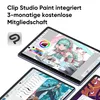 Multiple tablets displaying digital art software, with promotional text overlay. Produktbild-Vorschau
