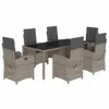 The Living Store 7-tlg. Garten-Essgruppe mit Kissen Grau Produktbild-Vorschau 2
