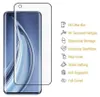 A screen protector is shown placed on a smartphone, with a list of its features to the right. Produktbild-Vorschau