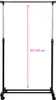 A black and silver garment rack with wheels, shown against a white background. A pink arrow indicates a height range of 80-140 cm. Náhled obrázku produktu