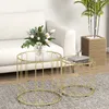 Couchtisch 2er Set rund Glas & Metall, Satztisch Produktbild-Vorschau 1