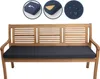 A dark blue cushion on a wooden bench. Produktbild-Vorschau