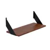 A wooden shelf with black metal brackets, isolated on a white background. Náhled obrázku produktu