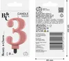 Svíčka Number 3, metalická růžová zlatá, 8 cm Náhled obrázku produktu 3