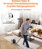 A man is using a carpet cleaner in a living room with a dog and a sofa in the background. Produktbild-Vorschau