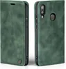 A green flip cover phone case for a Samsung Galaxy A20e is shown from two angles. Produktbild-Vorschau