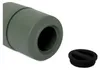 A close-up of a green cylindrical object with an open end and a black cap next to it, on a white background. Produktbild-Vorschau