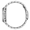 Side view of a silver watch with a metal band against a white background. Podgląd zdjęcia produktu