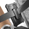 A close-up shot of a black phone case with a belt clip attached to a gray belt. Náhľad obrázku produktu
