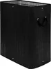 A black bamboo laundry basket with rope handles. Voir les images du produit