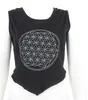 Top mit Cut Outs - Crop Top - Shirt - ärmellos - Blume des Produktbild-Vorschau 2