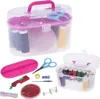 A sewing kit is displayed with its contents. Produktbild-Vorschau