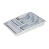 A gray cutlery organizer with multiple compartments. Produktbild-Vorschau