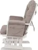 A side view of a gray fabric glider chair with a white wooden frame, set against a white background. Anteprima dell’immagine prodotto
