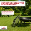 A fire pit with a mesh lid on a grassy lawn with trees and bushes in the background. Produktbild-Vorschau