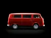 A red Volkswagen T2 van is shown from the side against a black background. Produktbild-Vorschau
