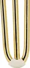 A close-up view of the bottom of three gold hairpin legs with white protective caps. Podgląd zdjęcia produktu