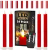 LED Stabkerzen 24 Stück ECHTWACHS ROT - mit Timer Funktion Produktbild-Vorschau 1