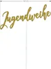 Oblique Unique Jugendweihe Torten Topper Glitzernd gold für Produktbild-Vorschau 2