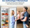 A family is gathered around an open refrigerator, with the father holding his daughter. Produktbild-Vorschau
