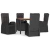 vidaXL 5 tlg. Garten Essgruppe mit Kissen Schwarz Poly Produktbild-Vorschau 3