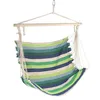 A striped hanging chair suspended from a wooden bar. Náhled obrázku produktu