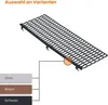 A product image showing a black grate with color swatches for gray, brown, and black options. Produktbild-Vorschau