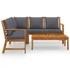 A wooden garden lounge set with gray cushions and a coffee table, displayed on a white background. Náhled obrázku produktu