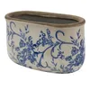 Clayre & Eef Květináč 17x9x10 cm Modrá bílá keramika Náhled obrázku produktu 2