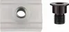 A white plastic sliding nut with a metal insert and a black screw are shown side-by-side on a white background. Podgląd zdjęcia produktu