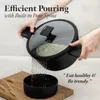 A person is pouring water from a pot with noodles into a bowl. Náhled obrázku produktu