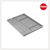 A gray metal tray with dividers, presented on a white background. Produktbild-Vorschau