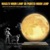 An astronaut and a tiger stand on a rocky surface with a large, glowing moon and Earth in the background, with a levitating moon lamp on a stand in the foreground. Náhled obrázku produktu