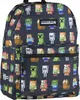 A close-up view of a backpack with a Minecraft pattern. Produktbild-Vorschau