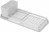 A white dish rack with a utensil holder, shown from a diagonal angle on a white background. Podgląd zdjęcia produktu