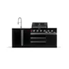 A black outdoor kitchen unit with a gas grill and sink, presented on a white background. Náhľad obrázku produktu