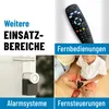 A collage of four images showing different applications of remote control technology, including a remote control, a smart lock, and children playing with remote-controlled toys. Produktbild-Vorschau