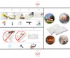 Instructional diagram for installing 3D wall panels, showing steps, tools, and prohibited applications. Anteprima dell’immagine prodotto