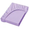 A lavender jersey fitted sheet is shown folded on a white background. Produktbild-Vorschau