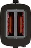 A top-down view of a black toaster with two slices of toast inside. Produktbild-Vorschau