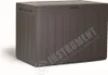 A brown plastic storage box, likely for outdoor use, is shown against a white background. Produktbild-Vorschau