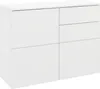 A white, modern dresser with three doors and three drawers. Produktbild-Vorschau